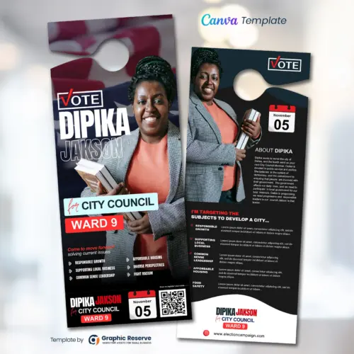 Election Candidate Door Hanger Design Template