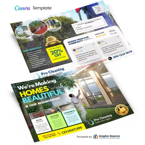 Exterior Cleaning EDDM Postcard Template – Editable Canva Design