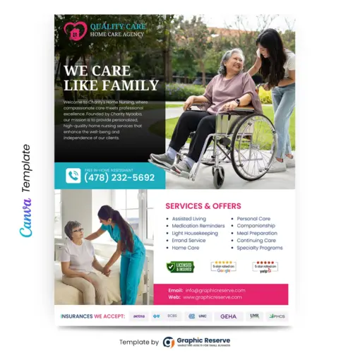 Home Care Advertising Flyer Design Canva Template