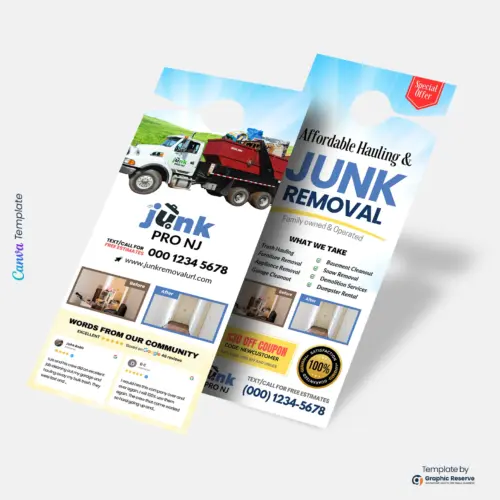 Junk Removal Door Hanger Template – Canva Marketing Design