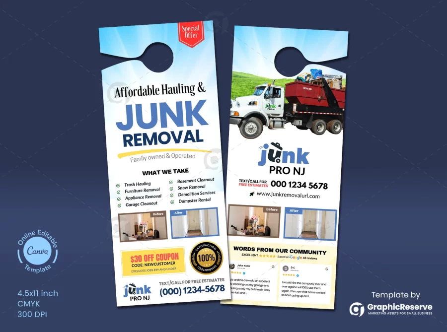 Junk Removal Door Hanger Template Canva