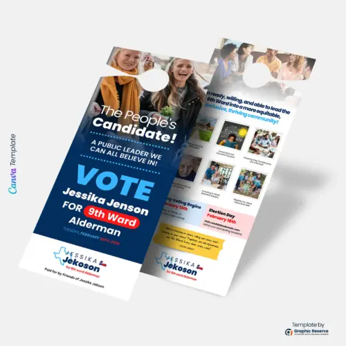 Modern Political Door Hanger Design Canva Template