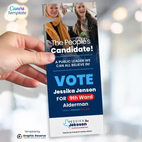 Modern Political Door Hanger Design Canva Template