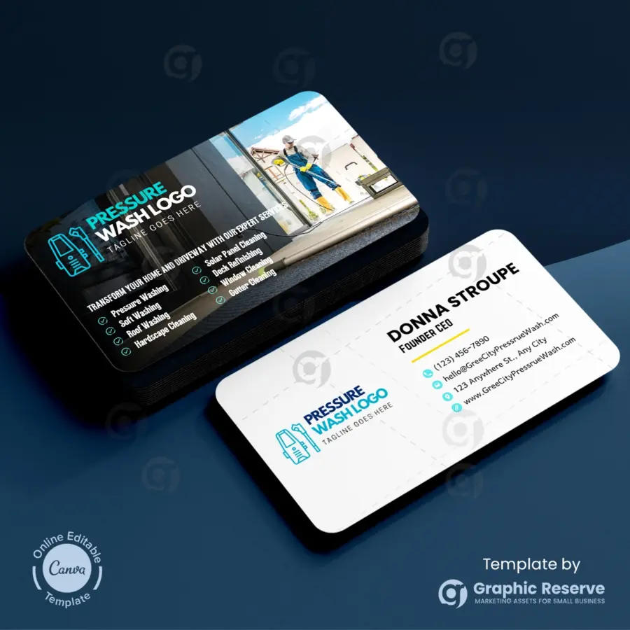 Power Washing Business Card Design Canva Template