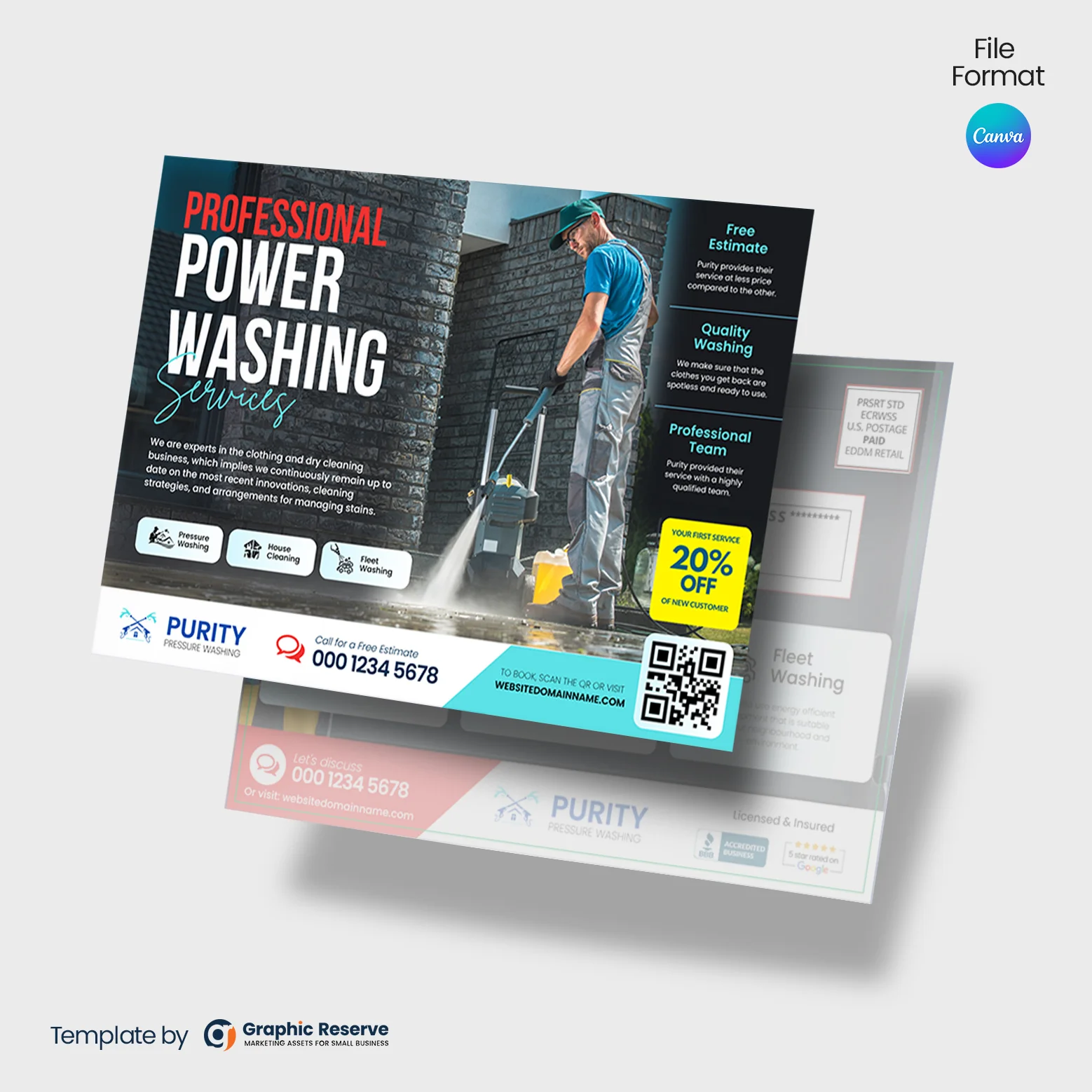 Power Washing EDDM Mailing Template Canva Design