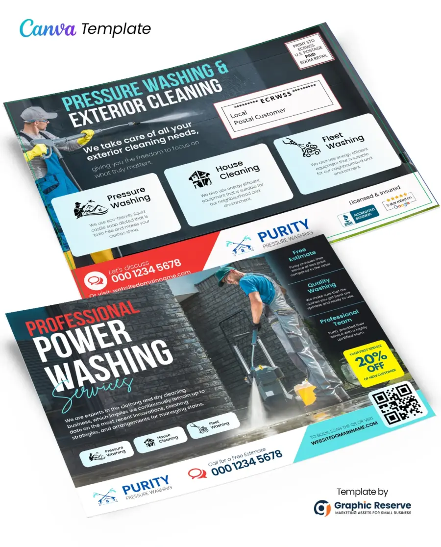 Power Washing Marketing Materials & Canva Template Bundle - Image 2