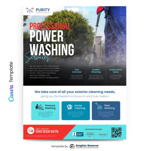 Pressure washing advertising Flyer Canva Template