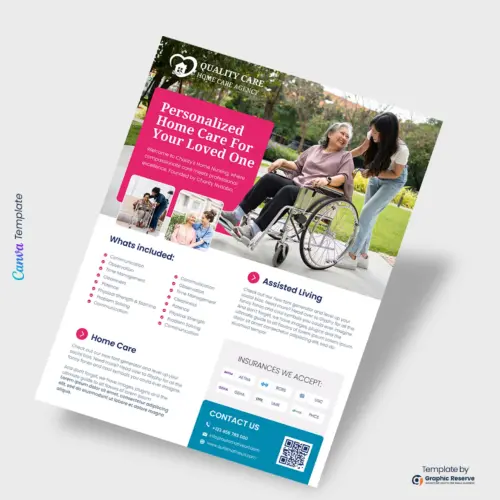 Senior Care Flyer Design Canva Template