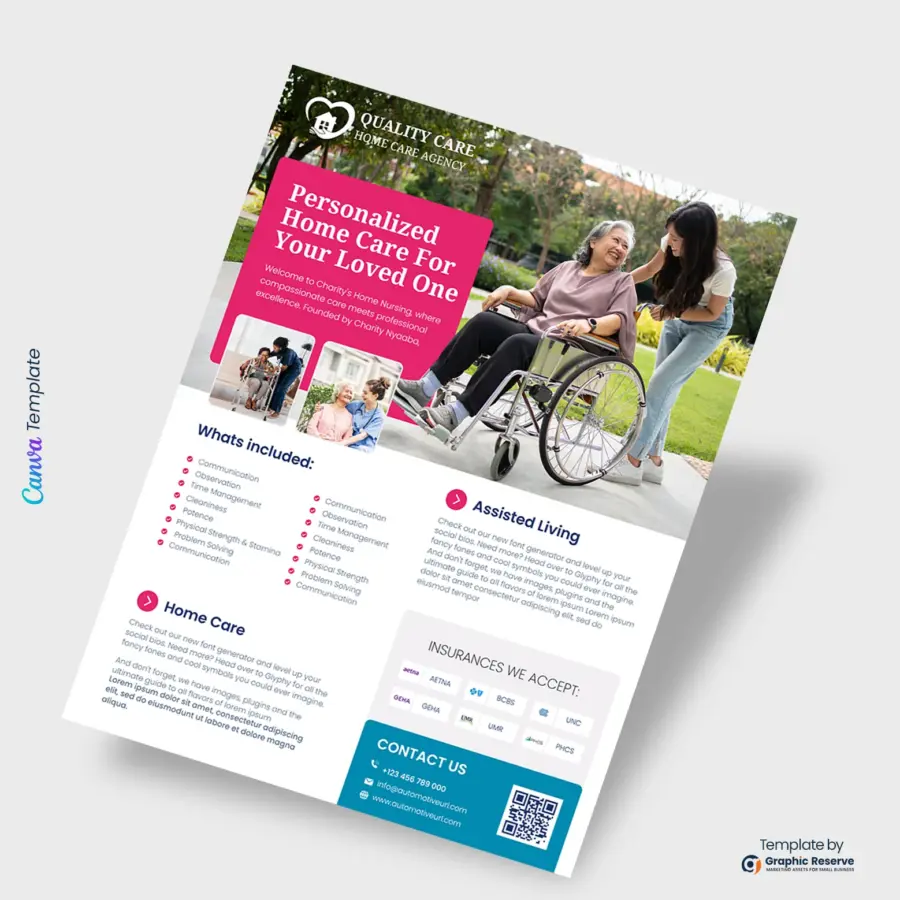 Senior Care Flyer Design Canva Template