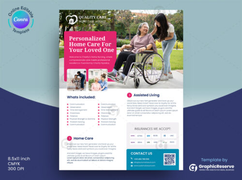 Senior Care Flyer Design Canva Template