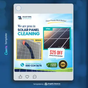 Solar Panel Cleaning Digital Marketing Poster Design Canva Templates – Canva template