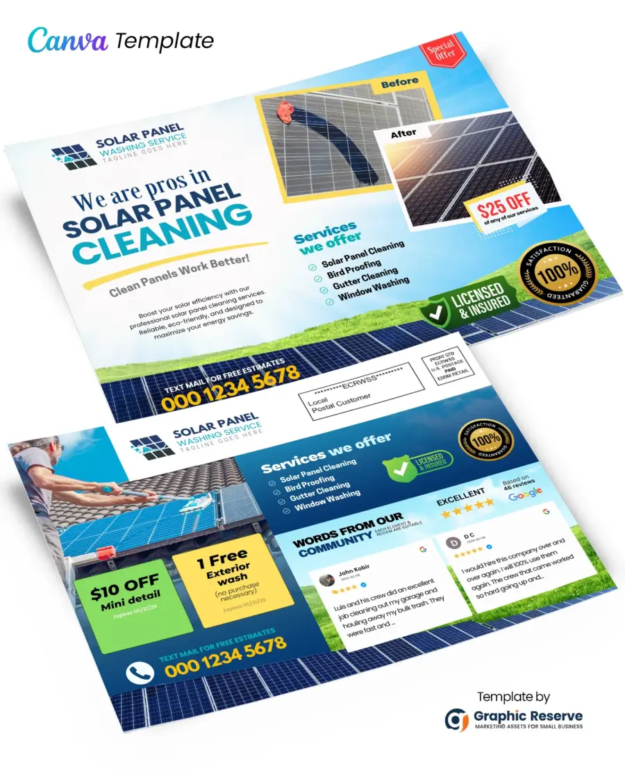 Solar Panel Cleaning Service Advertising Bundle | Canva Marketing Templates - Image 2
