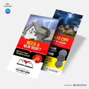 Creative Roofing Rack Card Template – Canva Design for Roofing Service Marketing