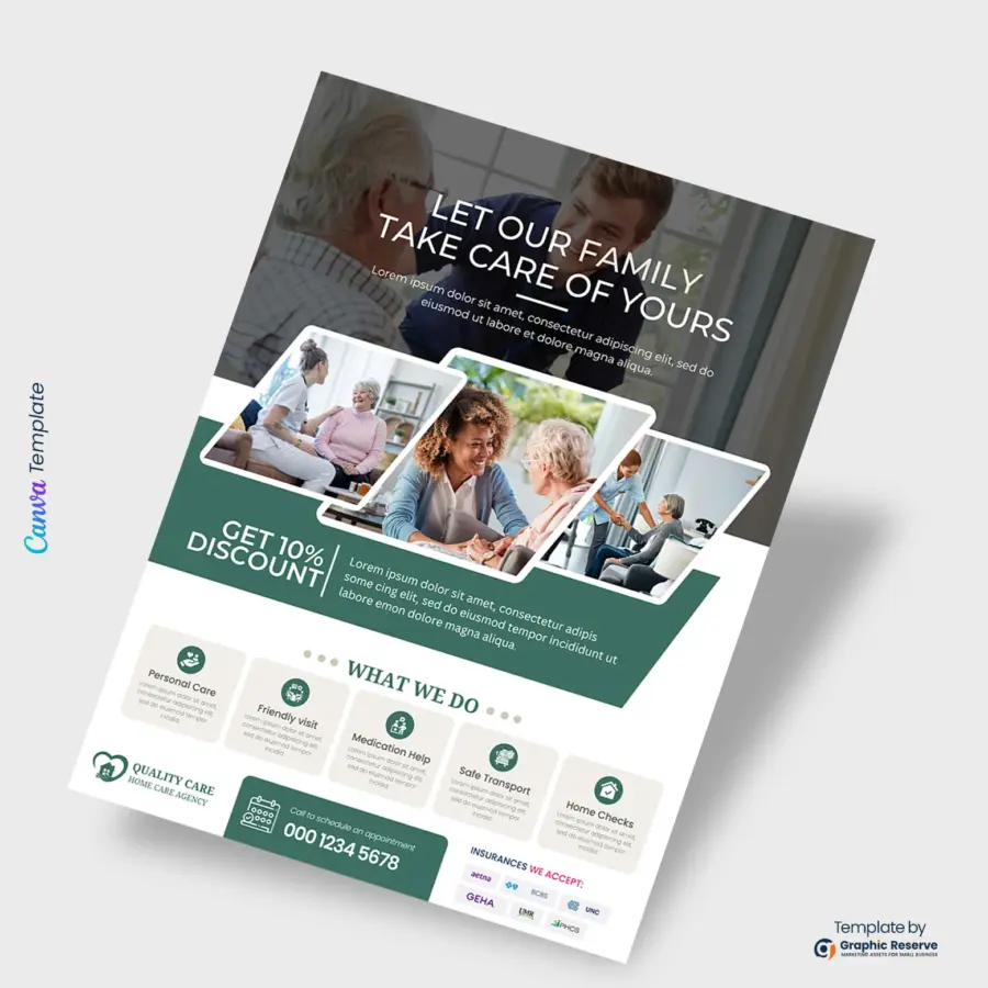 Elder Care Flyer Design Canva Template