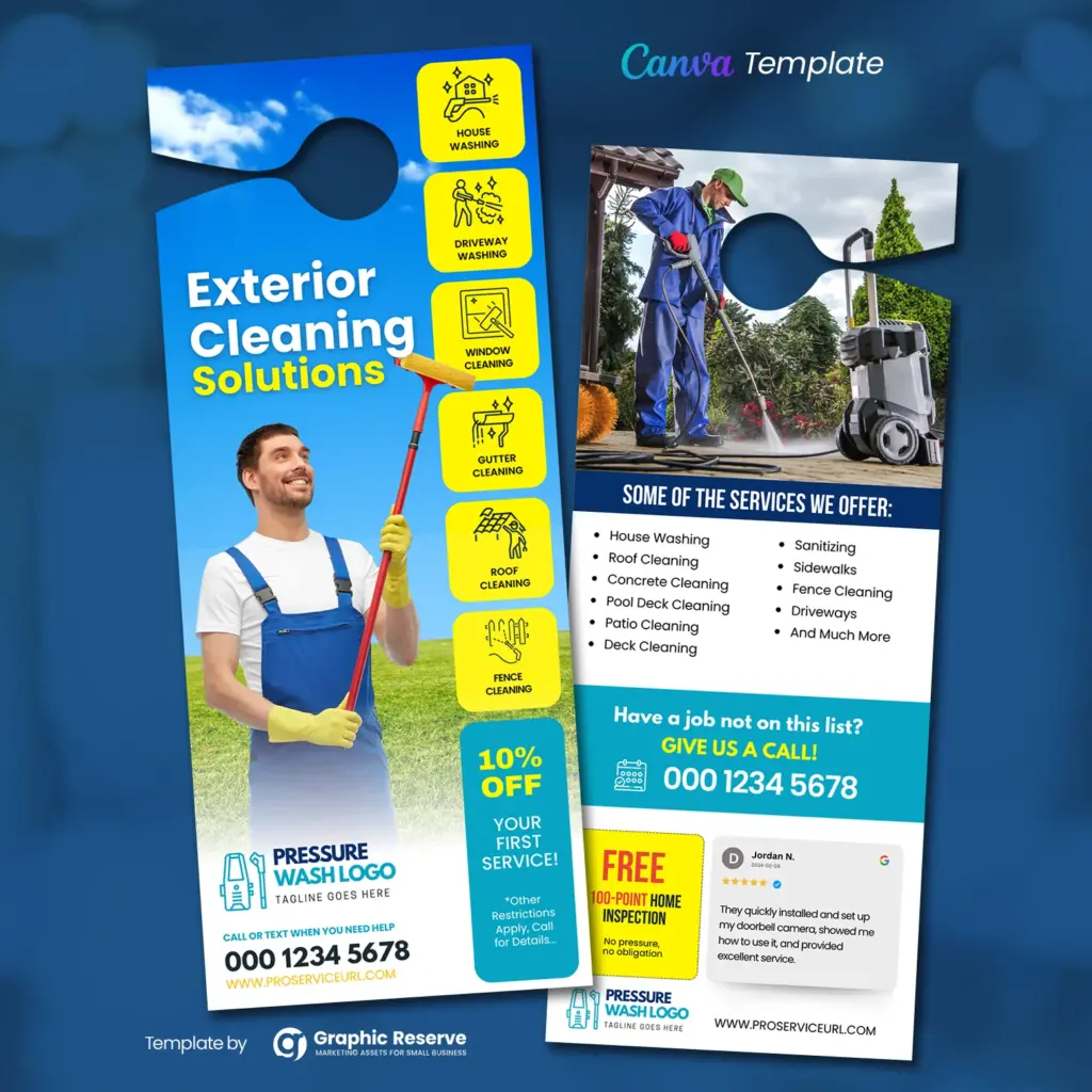 pressure washing door hanger design canva template 
