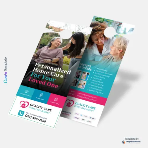 Home Care Door Hanger Design Canva Template