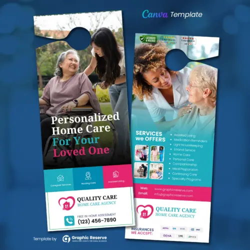 Home Care Door Hanger Design Canva Template
