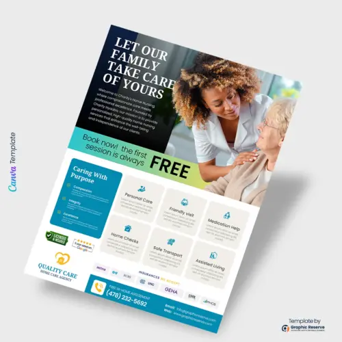 Home Care Flyer Design Canva Template