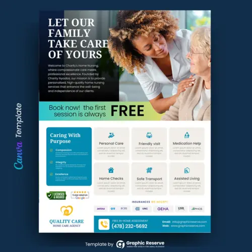Home Care Flyer Design Canva Template