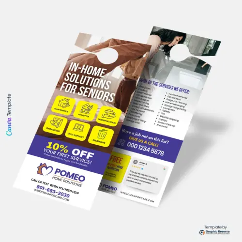 In-Home Solutions for Seniors Door Hanger Template | Home Organizing & Support Services