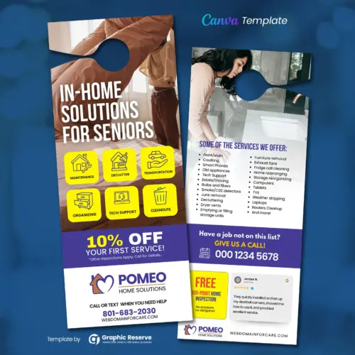 In-Home Solutions for Seniors Door Hanger Template | Home Organizing & Support Services
