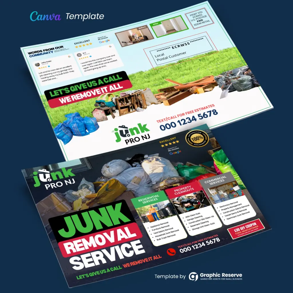 Junk Removal Direct Mail Marketing EDDM Postcard Template
