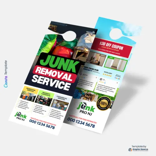 Junk Removal Door Hanger Canva Template – Local Business Marketing