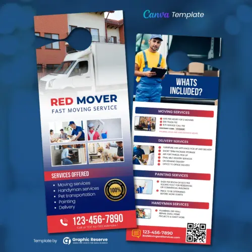 Moving and Handyman Service Door Hanger CanvaTemplate