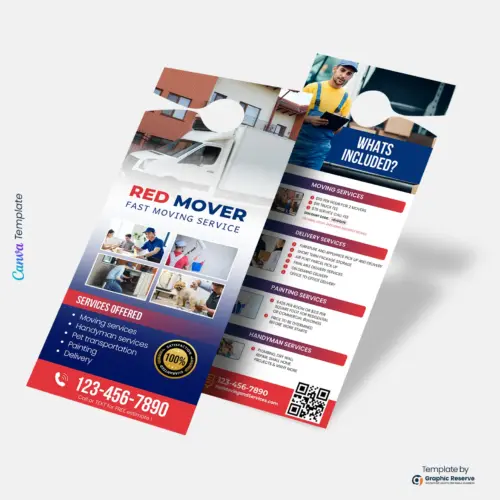 Moving and Handyman Service Door Hanger Canva Template