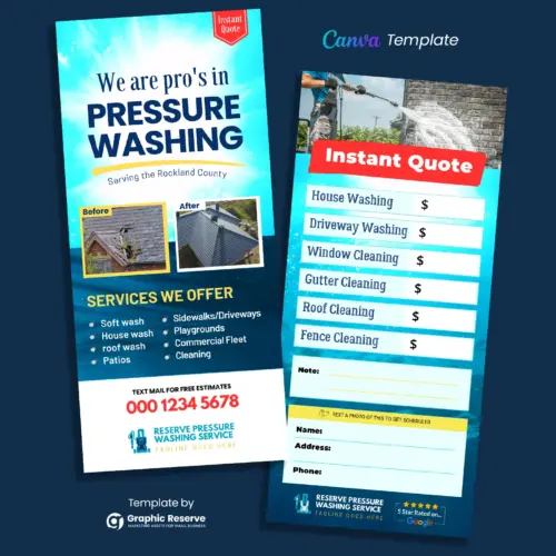 Pressure Wash Instant Quote Rack Card Flyer Design Canva Template