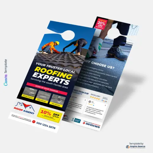 Roofing Advertising Door Hanger Template Canva