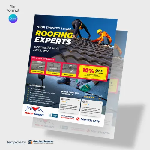 Roofing Business Advertising Flyer design Canva Template