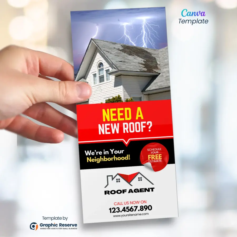 Creative Roofing Rack Card Template – Canva Design for Roofing Service Marketing