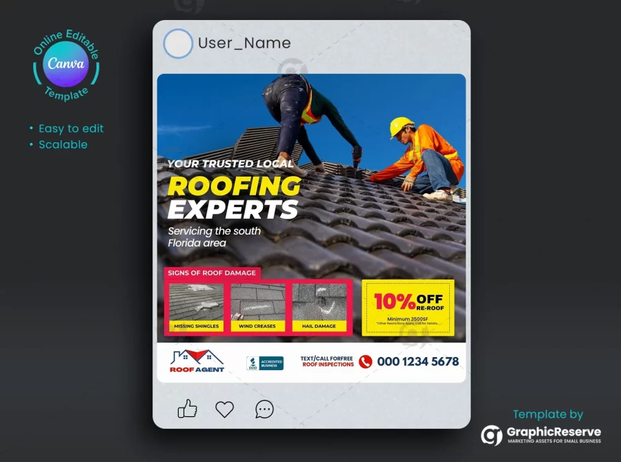 Roofing Social Media Poster Design Template