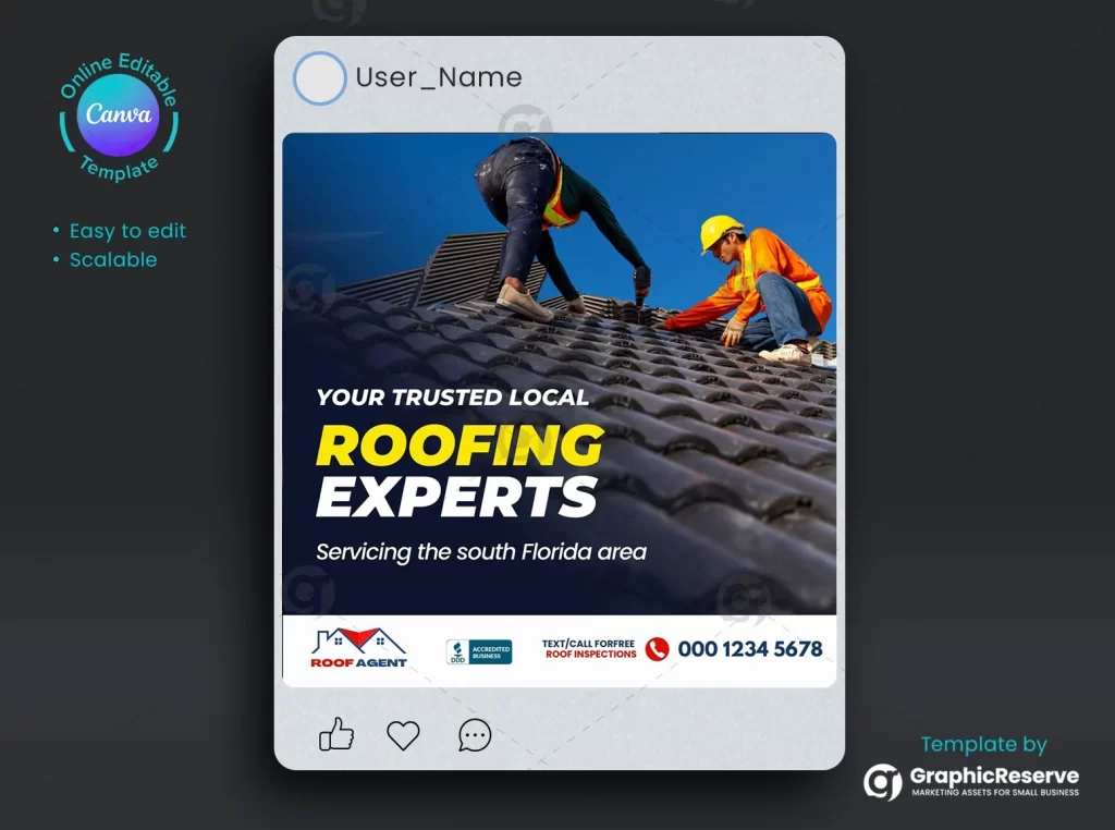 Roofing Social Media Poster Template canva