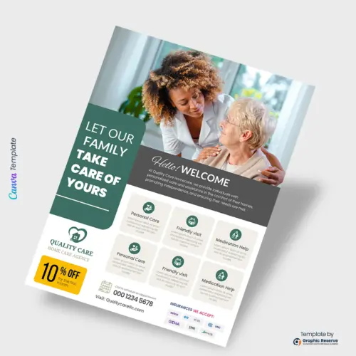 Senior Care Flyer Design Canva Template