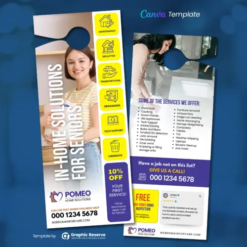 Senior In-Home Services Door Hanger Template | Home Organizing & Assistance