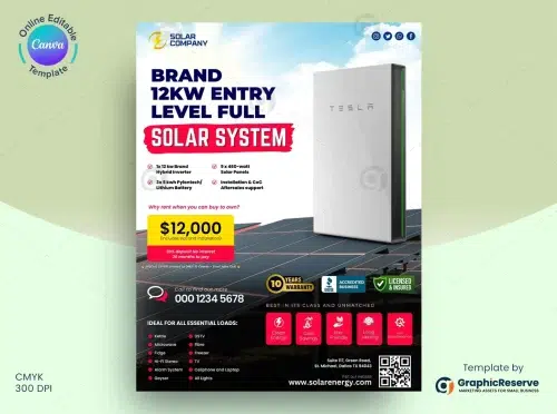 Solar Product Package Pricing Flyer Design Canva Templateg