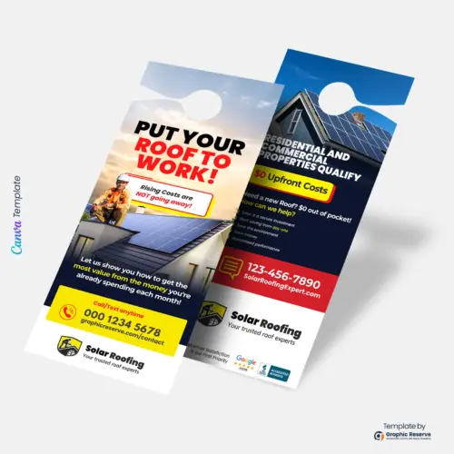 Solar Roofing Door Hanger Design Canva Template