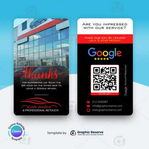 Automobile Car Wash Google Review Request Business Card Canva Template