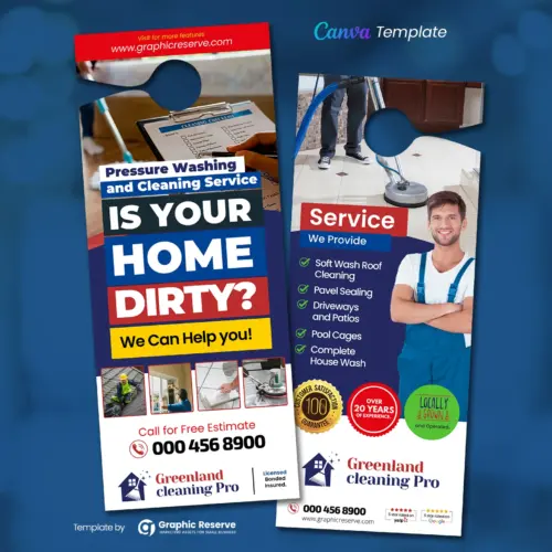 Cleaning Service Door Hanger Design Canva Template 1