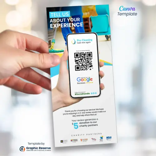 Cleaning Service Google Review Request Rack Card Flyer Canva Template