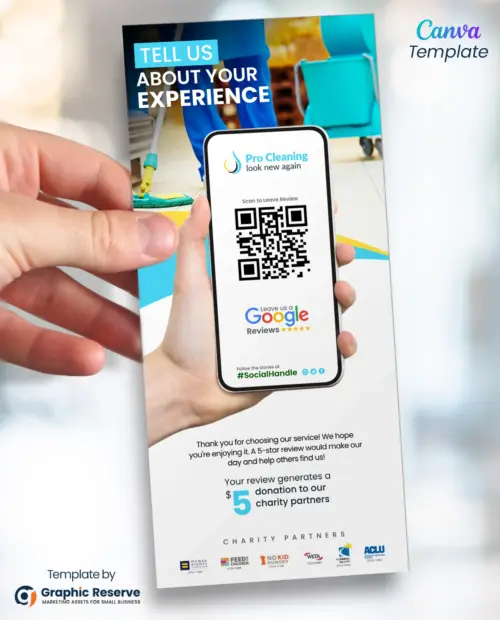 Cleaning Service Google Review Request Rack Card Flyer Canva Template
