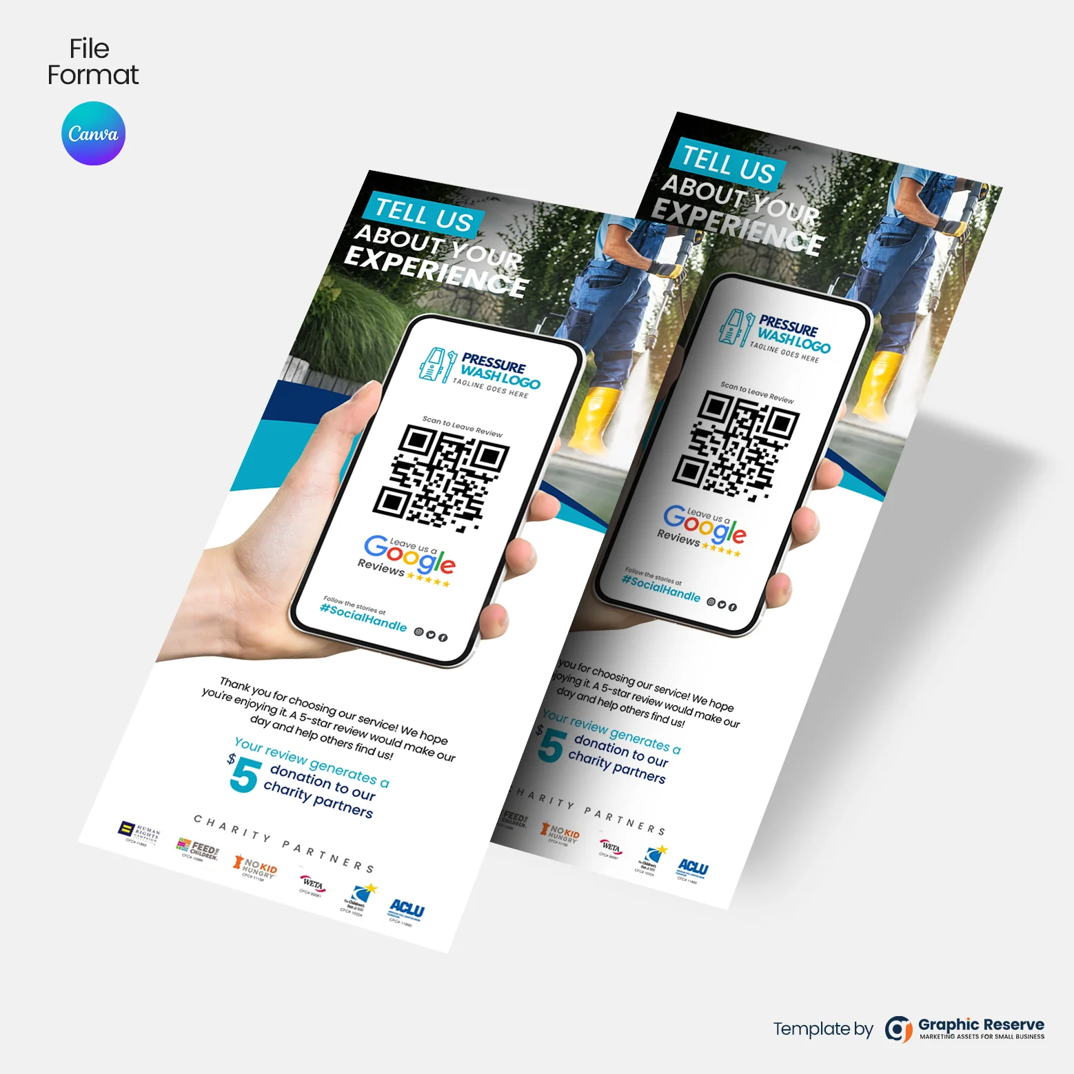 Exterior Cleaning Service Google Review Request Rack Card Flyer Canva Template