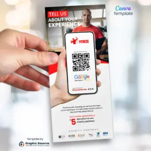 Gym Fitness Google Review Request Rack Card Flyer Canva Template – Canva template