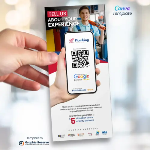 Handyman Plumbing Google Review Request Rack Card Flyer Canva Template