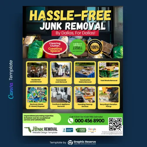Junk Removal Flyer Template Featuring Junk Hauling Services