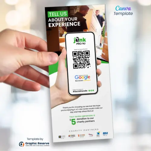 Junk Removal Service Google Review Request Flyer & Rack Card Template | Canva Design