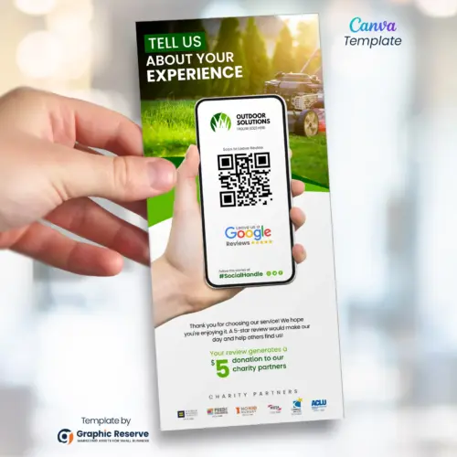Lawn Care Service Google Review Request Flyer & Rack Card Template | Canva Design