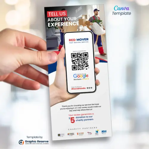Moving Service Review Request Rack Card Flyer Design Canva Template